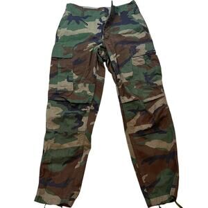 US ARMY Trousers Woodland Camo Mens Small Green Button Fly Field Pant Cargo